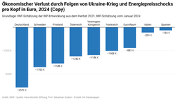 Ökonomischer Verlust durch Folgen von Ukraine-Krieg und Energiepreisschocks pro Kopf in Euro, 2024 © NDR