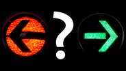 Ein linker Pfeil einer Ampel in schwarz in rotem Kreis und ein grüner Pfeil, der nach rechts zeigt © picture-alliance Foto: picture alliance