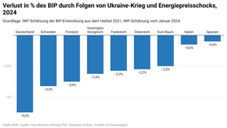 Verlust in % des BIP durch Folgen von Ukraine-Krieg und Energiepreisschocks, 2024 © NDR
