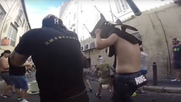 Russische Hooligans in Marseille.  