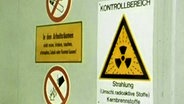 Schild mit der Aufschrift: Kontrollbereich-Strahlung  